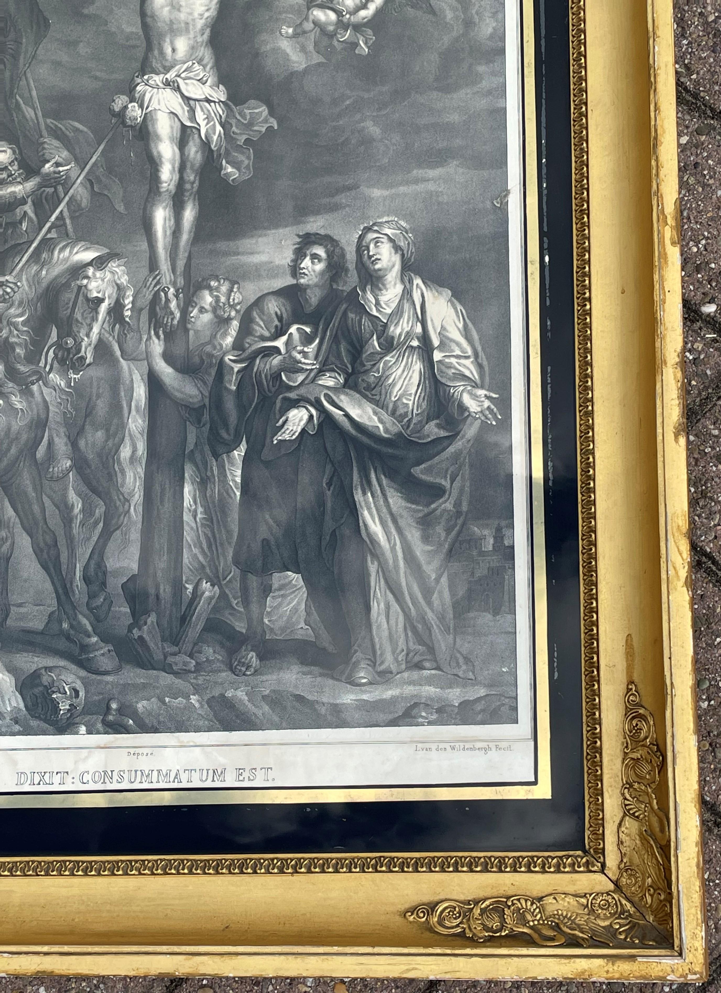 Antique Lithograph of Christ on the Cross, Original Painting by Anthony Van Dyck For Sale 4