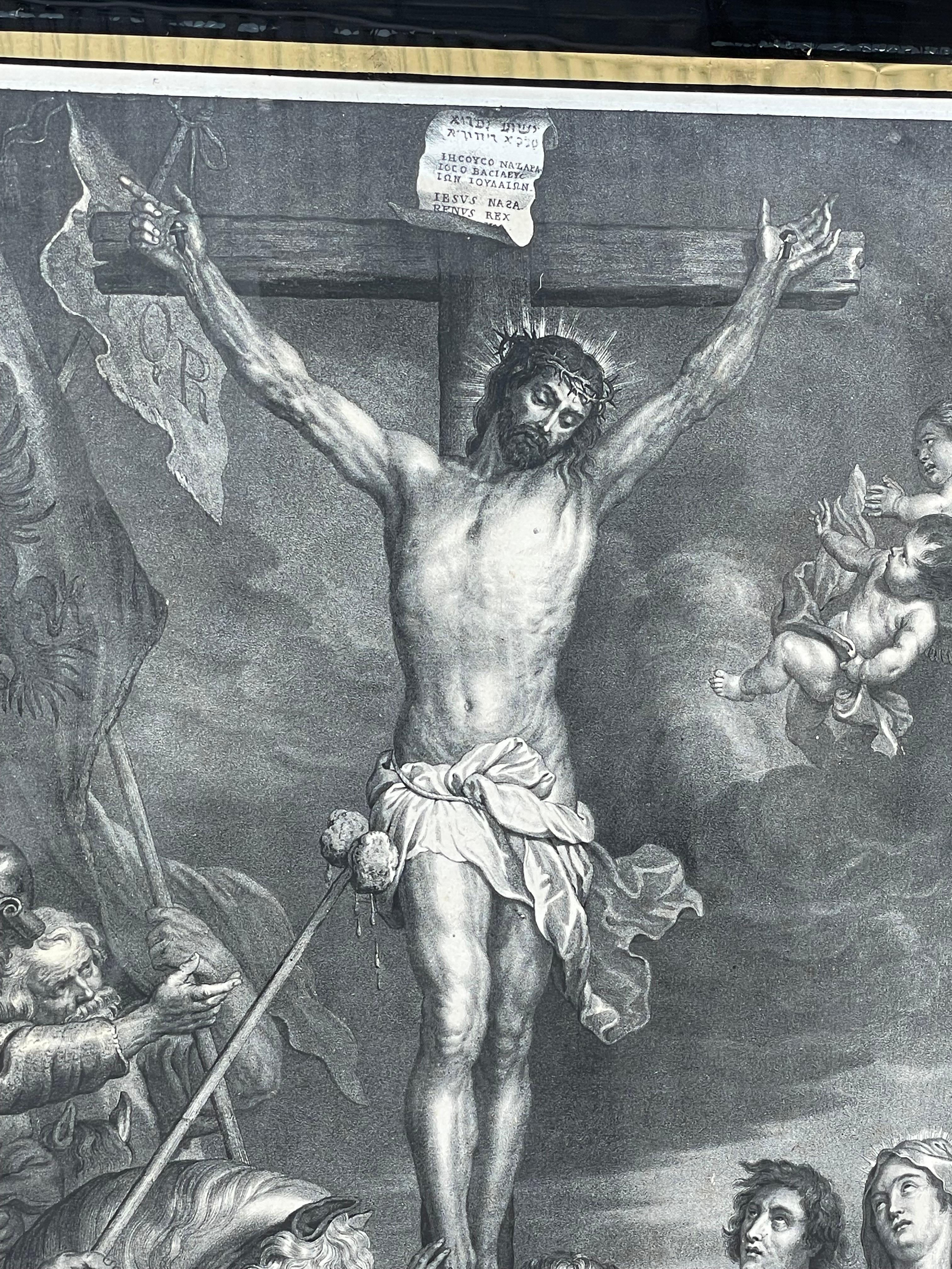 Néo-empire Lithographie ancienne du Christ en croix, peinture originale d'Anthony Van Dyck en vente