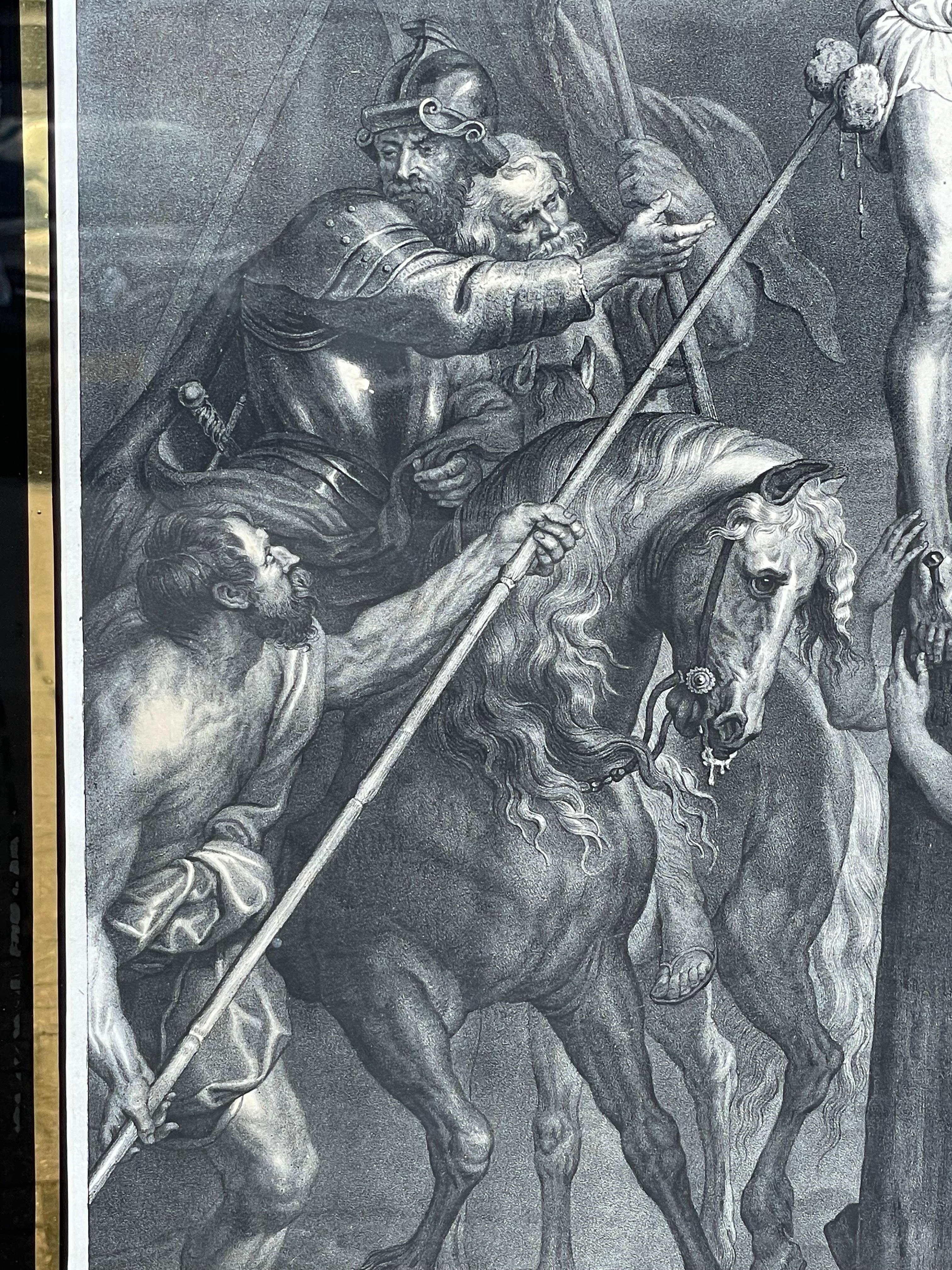 Lithographie ancienne du Christ en croix, peinture originale d'Anthony Van Dyck Bon état à Lisse, NL
