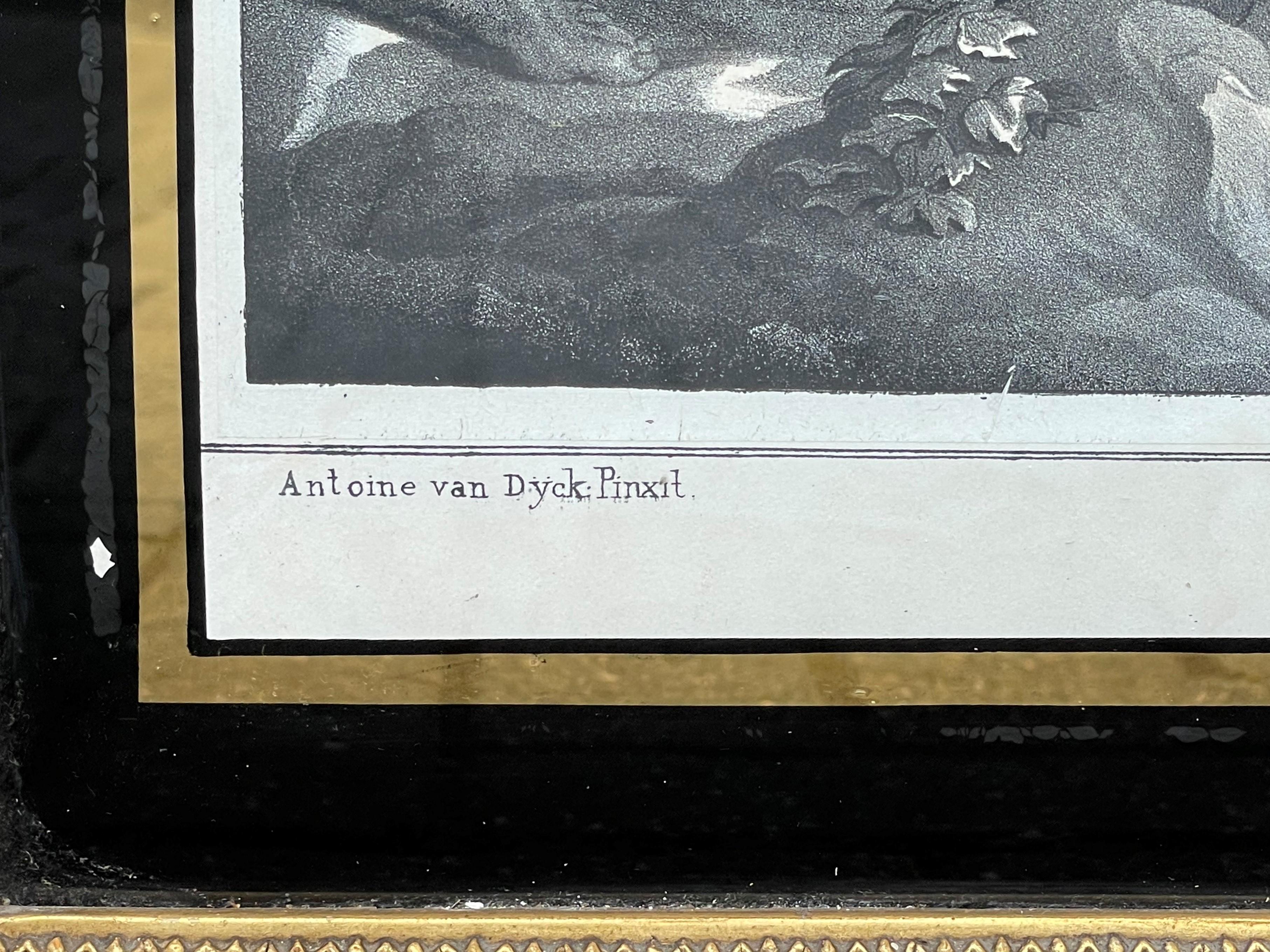 Lithographie ancienne du Christ en croix, peinture originale d'Anthony Van Dyck 1