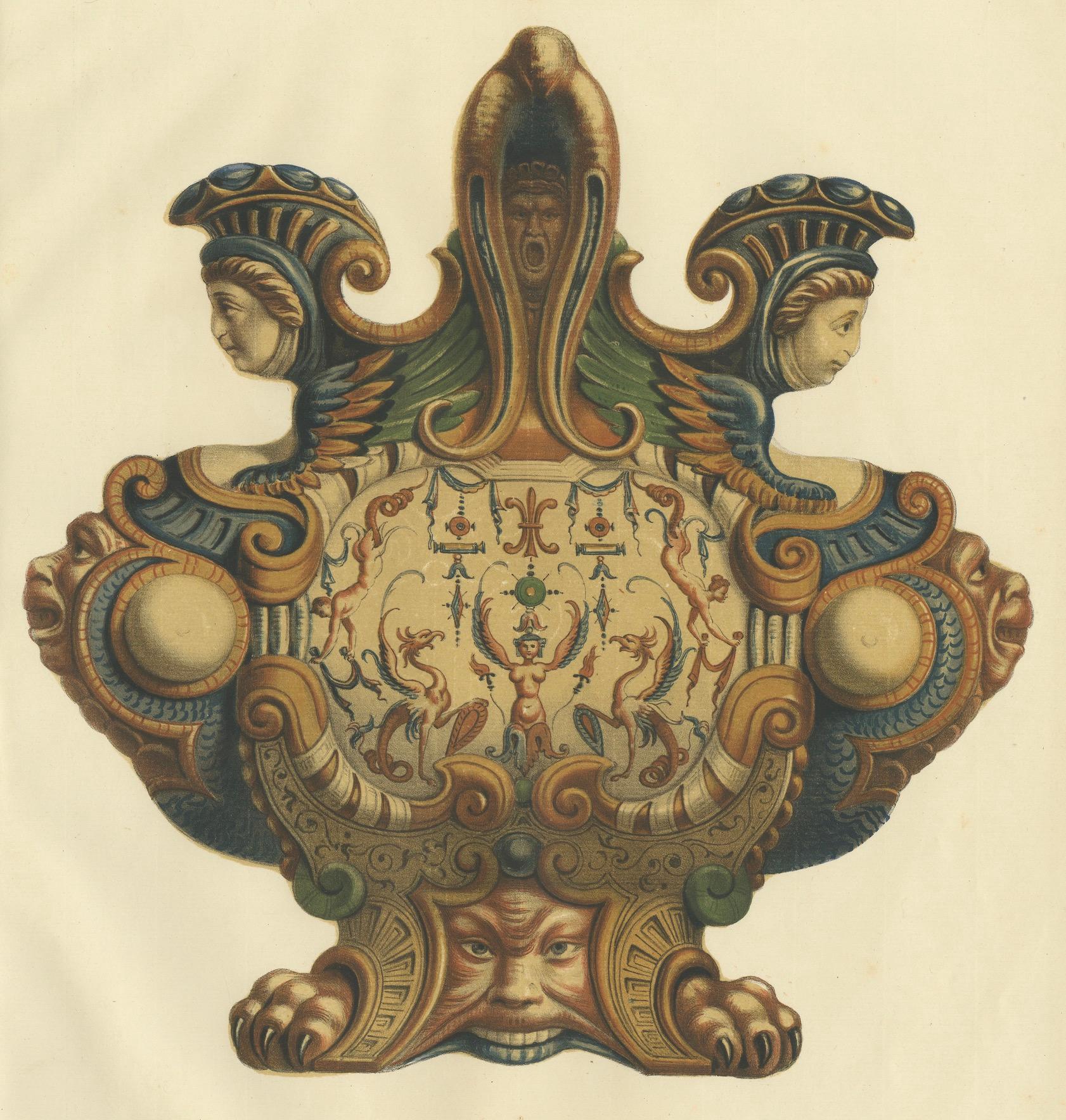 Antiker schöner großer Druck einer Vase aus dem Florenz-Museum in Italien, '1869' (Französisch) im Angebot