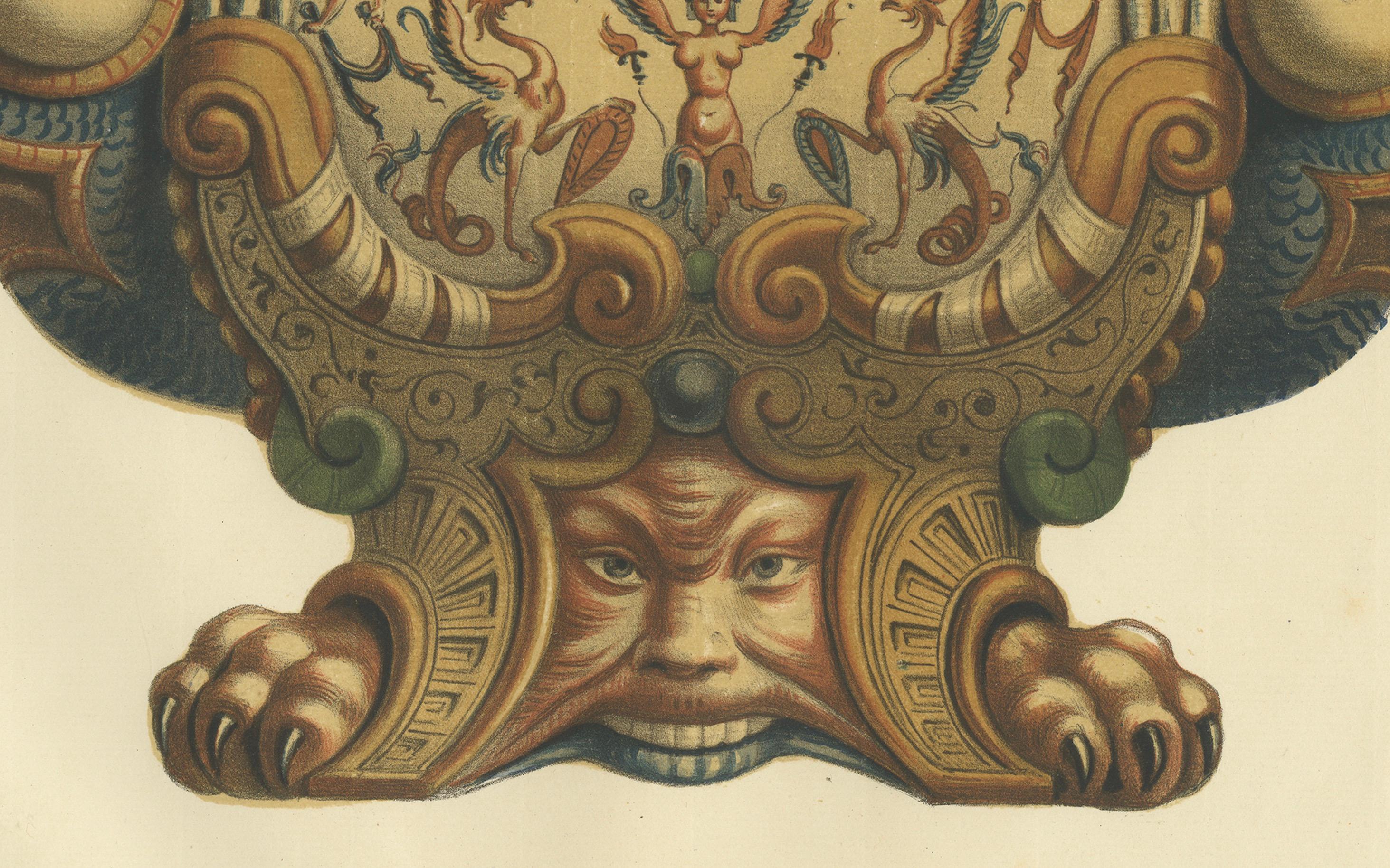 Antiker schöner großer Druck einer Vase aus dem Florenz-Museum in Italien, '1869' (Papier) im Angebot