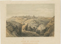 Antique Lithograph of Jerusalem from the Road leading to Bethany