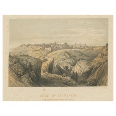 Antike Lithographie von Jerusalem aus der Straße, die zu Bethany führt