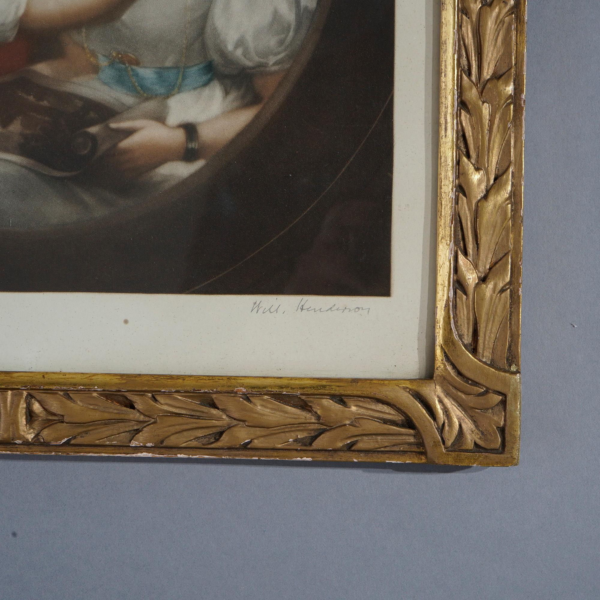 Antique Lithograph of Mother & Child in Giltwood Newcomb Macklin School Frame  6