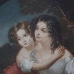 Antique Lithograph of Mother & Child in Giltwood Newcomb Macklin School Frame