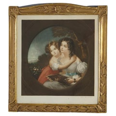 Antique Lithograph of Mother & Child in Giltwood Newcomb Macklin School Frame 