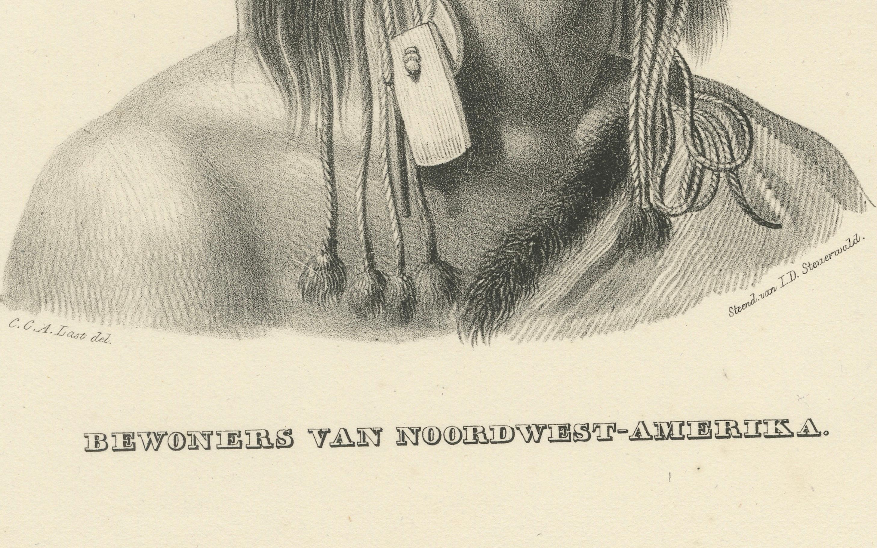 Antike Lithographie der Bewohner Nordwestamerikas, Brodtmann 1827 (Schweizerisch) im Angebot