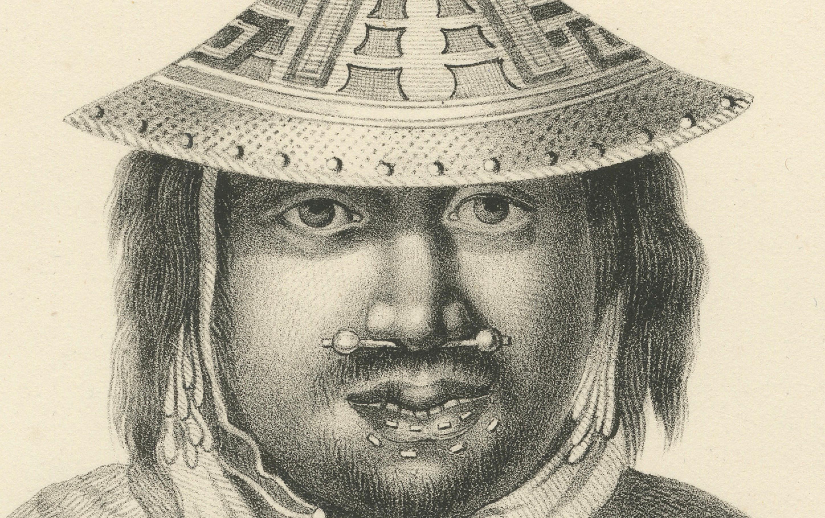 Antike Lithographie der Bewohner Nordwestamerikas, Brodtmann 1827 im Zustand „Gut“ im Angebot in Langweer, NL