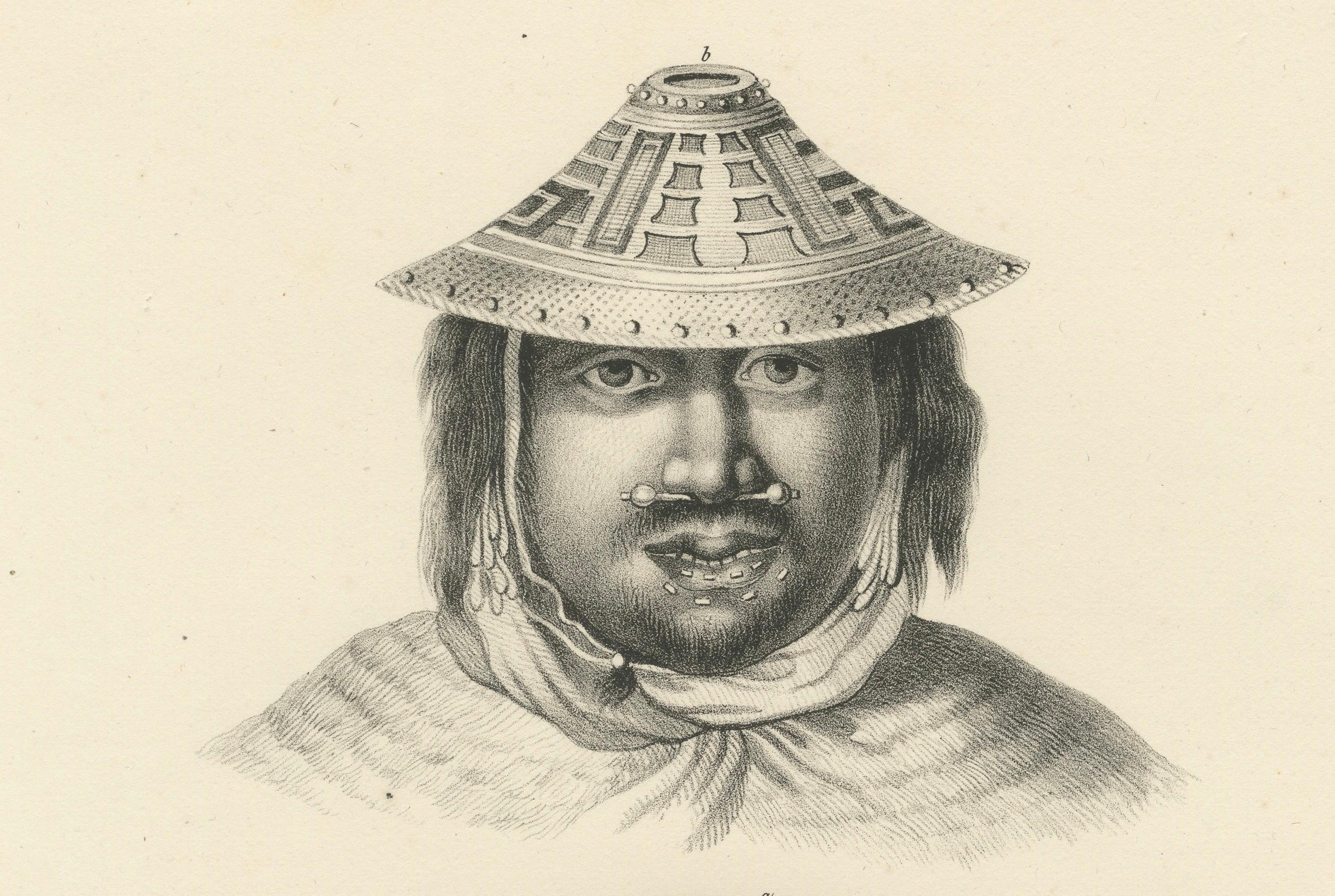 Antike Lithographie der Bewohner Nordwestamerikas, Brodtmann 1827 (Papier) im Angebot