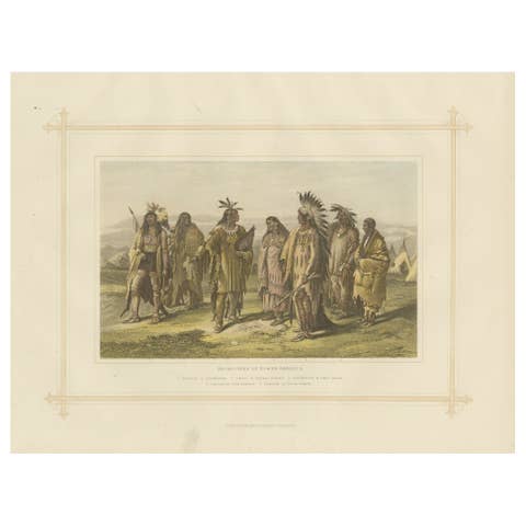 Antique Lithograph of the Aborigines of North America, 1882