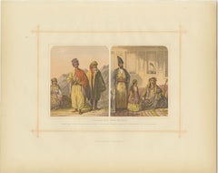 Antique Lithograph of the Caucasian Race - Kurds, Persians, 1882