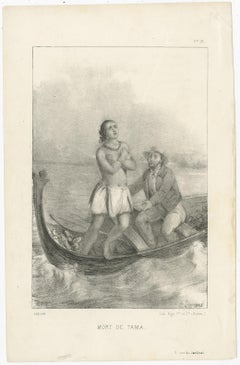 Lithographie ancienne de la mort de Tama