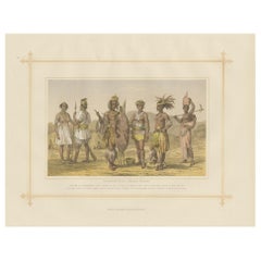 Antike Lithographie der äthiopischen Race – Negros, Kaffirs, 1882