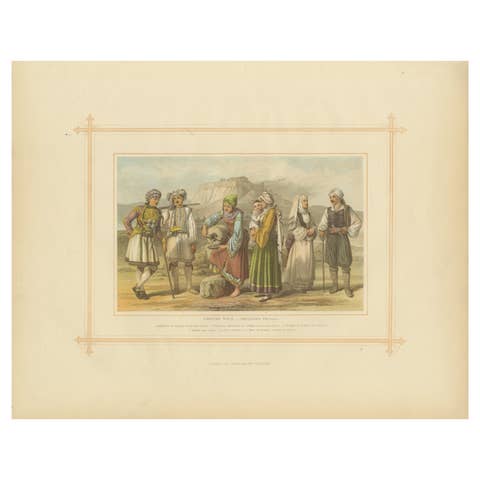Antique Lithograph of the Grecian Race, Hellenis Pelasgi, 1882