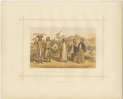 Antike Lithographie des Malay-Rennens, 1882