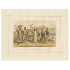 Antike Lithographie des Malay-Rennens, 1882