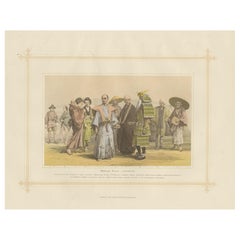 Antique Lithograph of the Mongol Race - Japanese, 1882