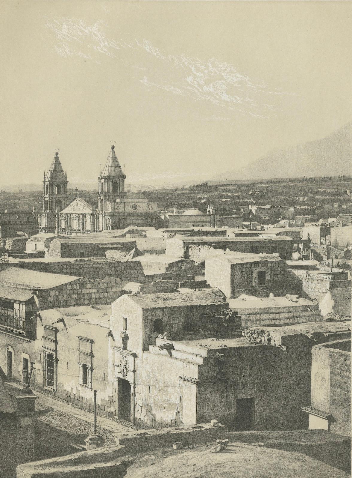 Antique lithograph view of Arequipa from the Tower of Santo Domingo – 1865 For Sale 1