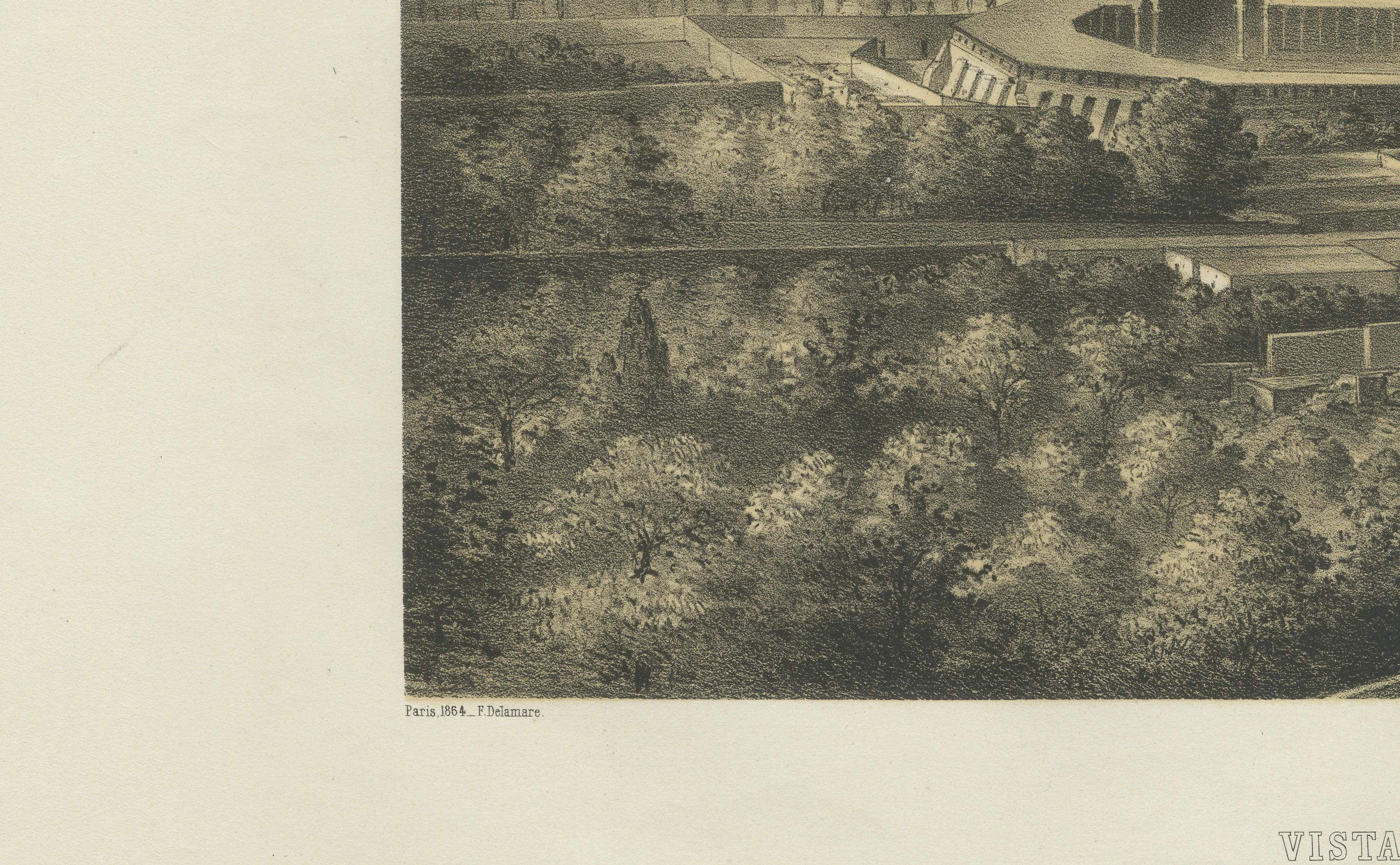Antique Lithograph View of Lima, Peru – Vista General de Lima 1865 In Good Condition For Sale In Langweer, NL