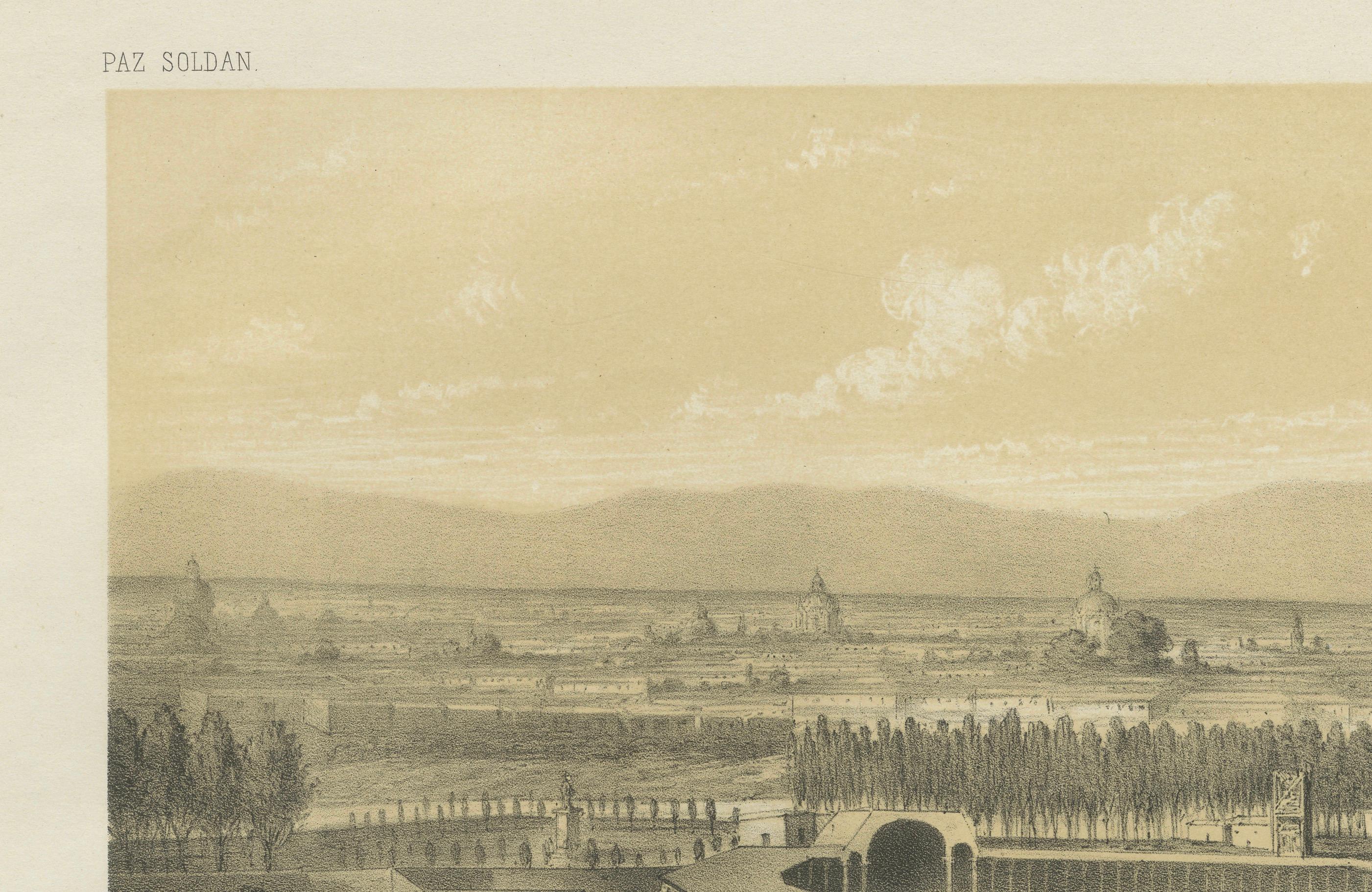 Mid-19th Century Antique Lithograph View of Lima, Peru – Vista General de Lima 1865 For Sale