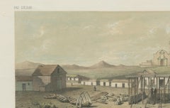 Antique Lithograph View of Puerto de Huanchaco, Peru c.1865