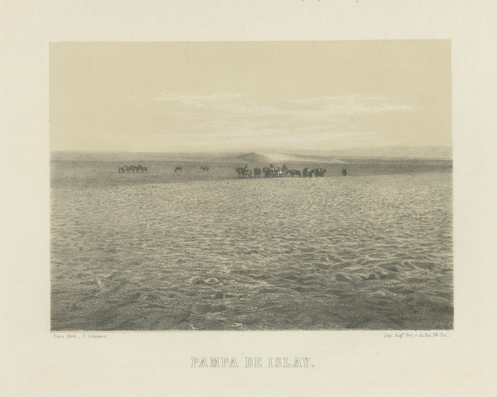 French Antique lithograph views of Tambo de la Joya and Pampa de Islay, Peru – 1865 For Sale