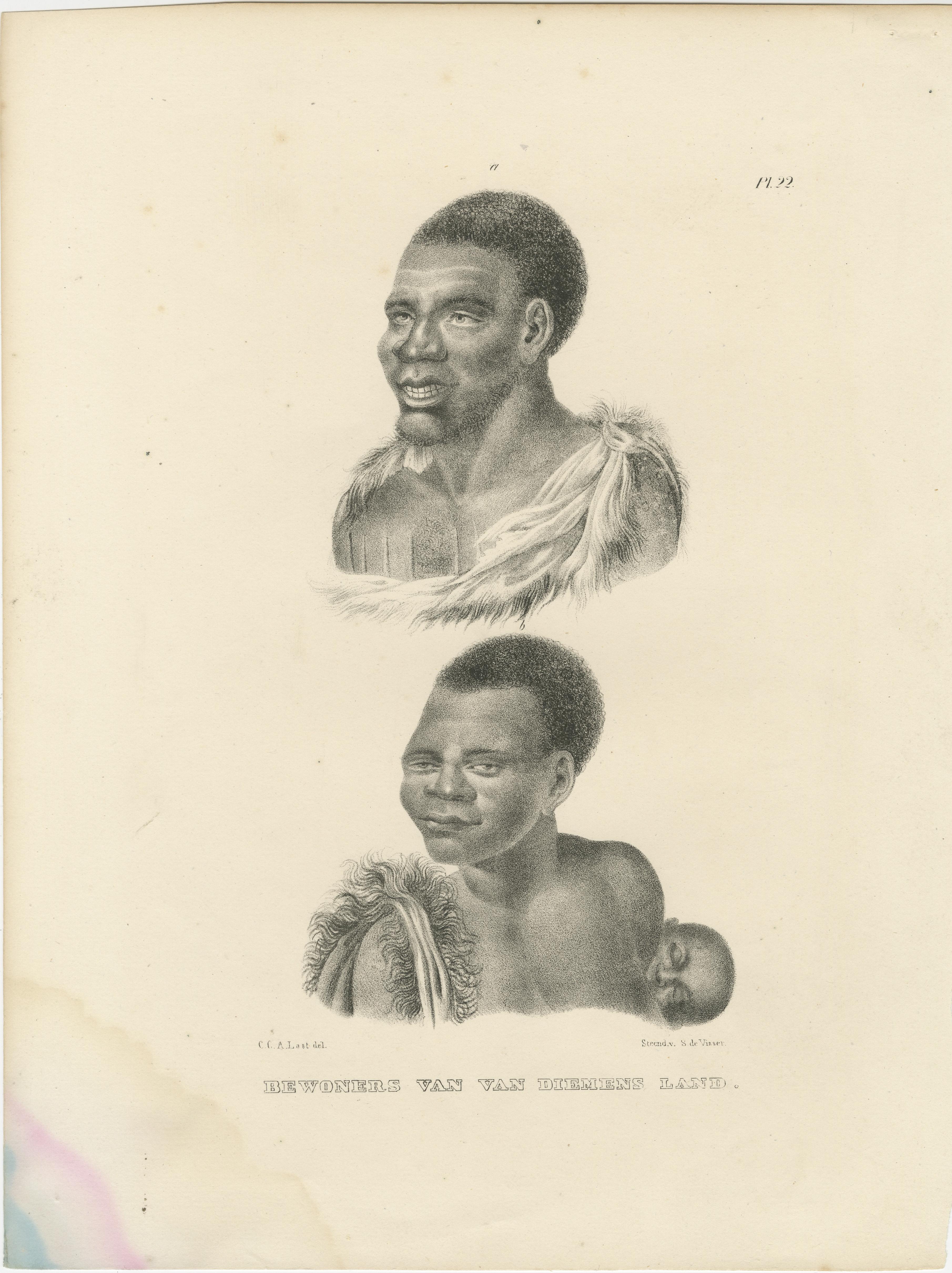 Swiss Antique lithographs of Inhabitants of Van Diemen’s Land (Tasmania), 1827 For Sale