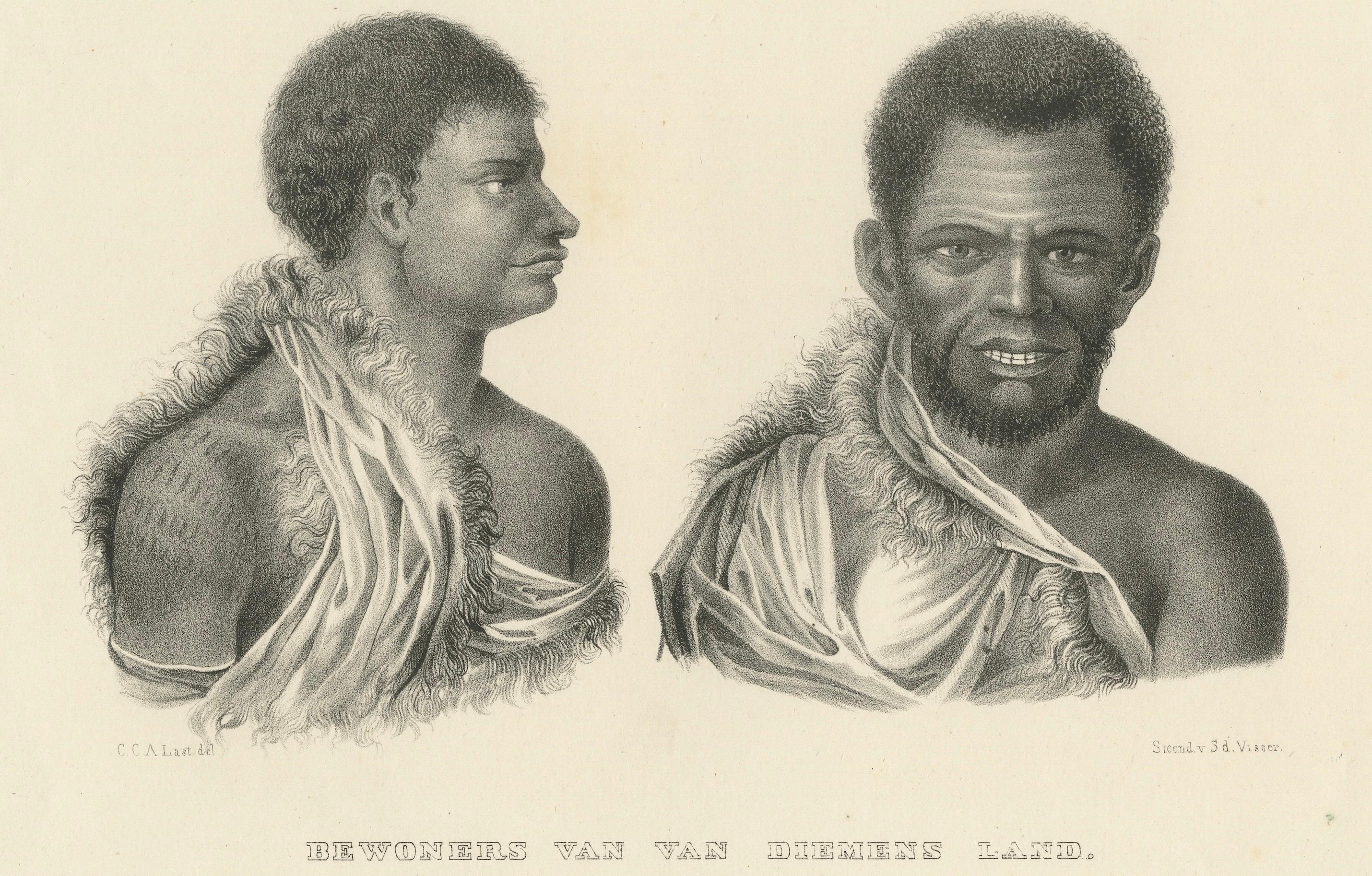 19th Century Antique lithographs of Inhabitants of Van Diemen’s Land (Tasmania), 1827 For Sale