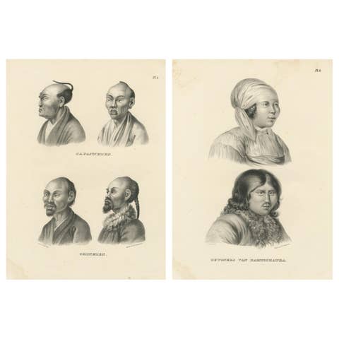 Antique lithographs of Japanese, Chinese, and Kamchatkan peoples, Brodtmann 1827