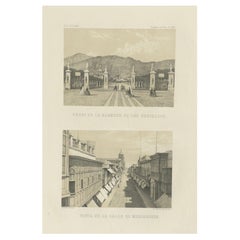 Antique Lithographs of Lima Peru 1865 – Paseo de los Descalzos & Mercaderes