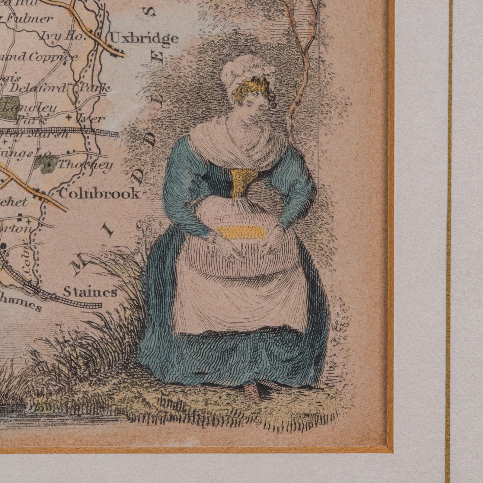 Antike Lithografiekarte aus Buckinghamshire, englisch, gerahmt, viktorianisch im Angebot 3