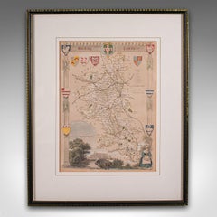 Carte lithographie ancienne, Buckinghamshire, anglaise, cartographie encadrée, victorienne