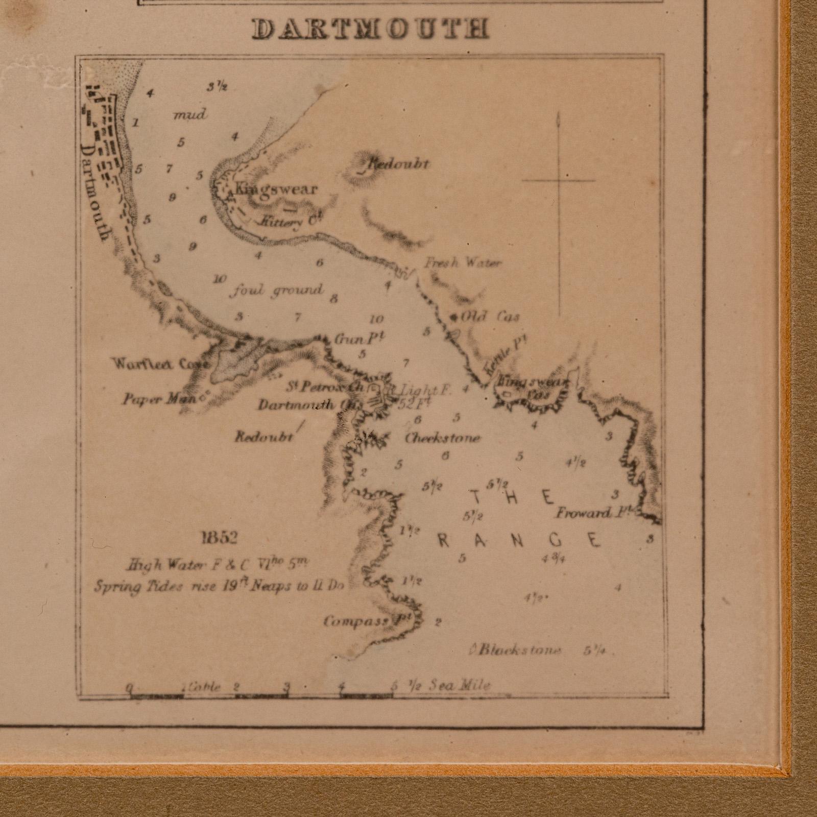 Carta litografica antica, Inghilterra costiera, interesse cartografico incorniciato, epoca vittoriana in vendita 5