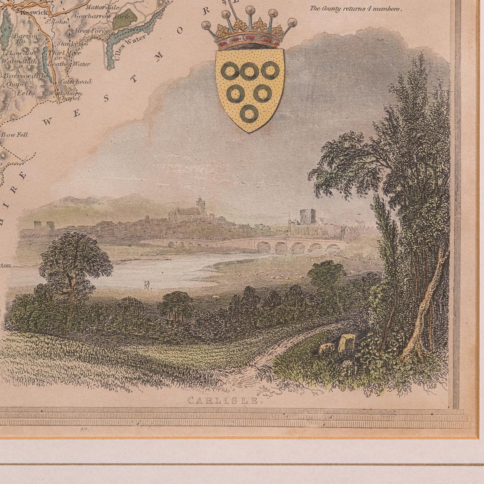 Antique Lithography Map, Cumberland, English, Framed, Cartography, Victorian For Sale 5