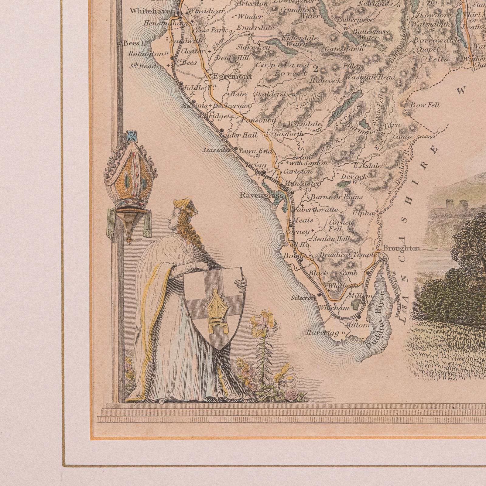 Antique Lithography Map, Cumberland, English, Framed, Cartography, Victorian For Sale 6