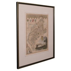 Antike Lithografiekarte, Cumberland, Englisch, gerahmt, Cartografie, viktorianisch