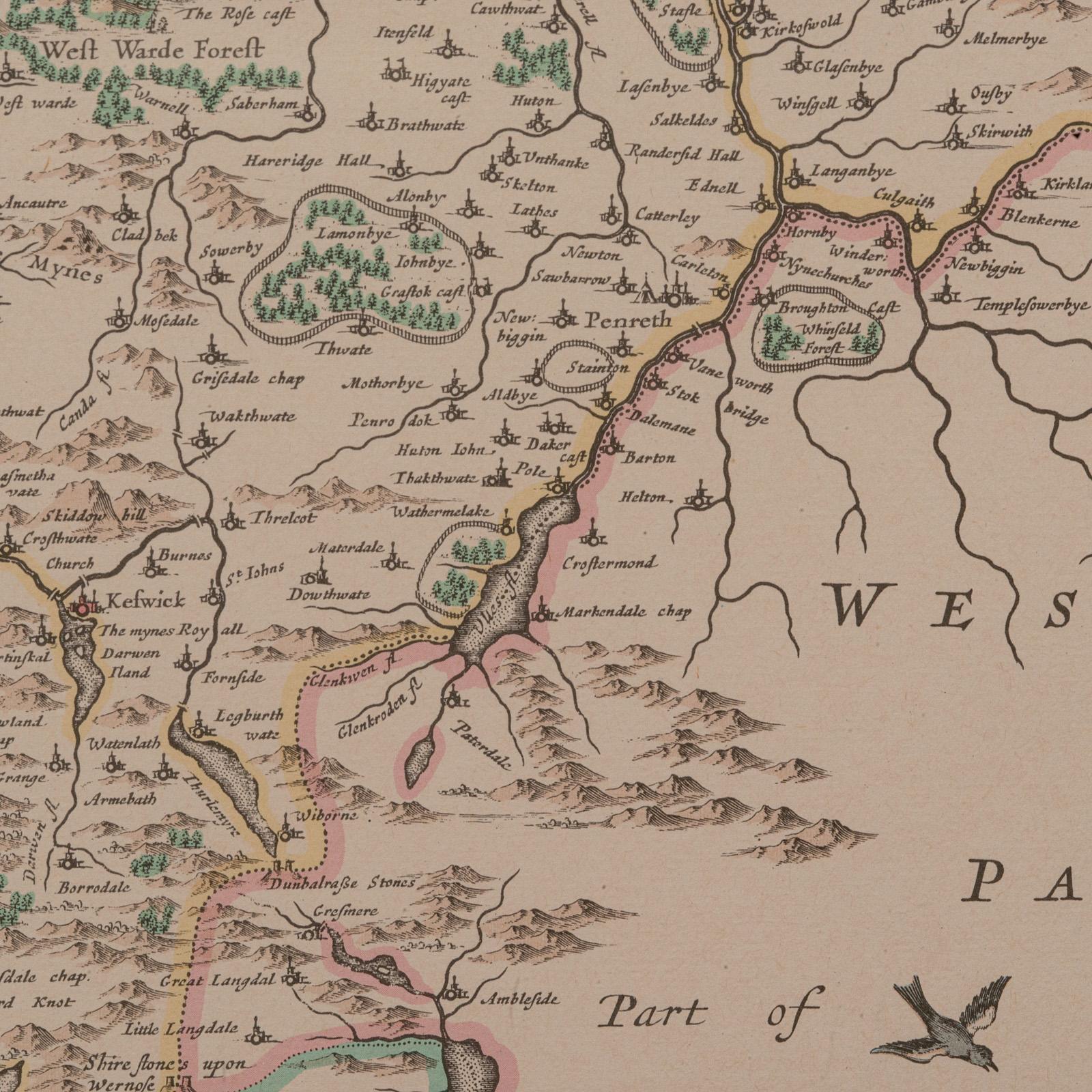 Antike Lithografiekarte aus Umbrien, Cumbria, Englisch, gerahmte Cartografie, Interesse, georgianisch im Angebot 3
