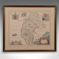 Antike Lithografiekarte aus Umbrien, Cumbria, Englisch, gerahmte Cartografie, Interesse, georgianisch