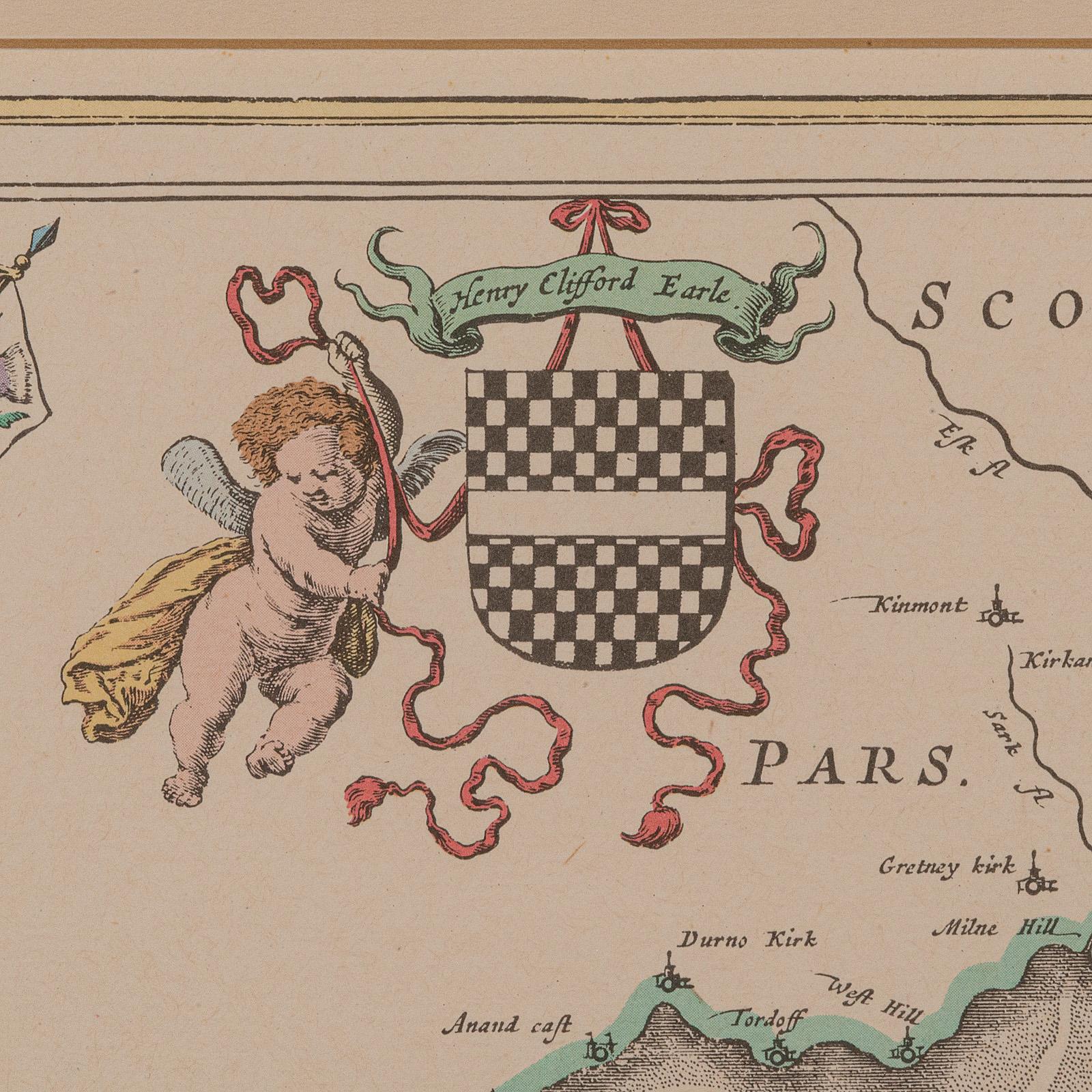 Carte lithographie ancienne, Cumbria, anglaise, cartographie encadrée, géorgienne Bon état - En vente à Hele, Devon, GB