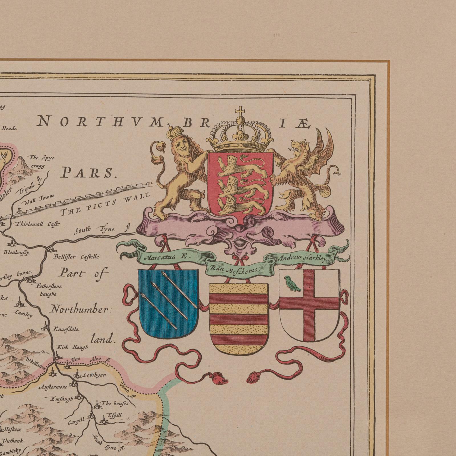 XVIIIe siècle Carte lithographie ancienne, Cumbria, anglaise, cartographie encadrée, géorgienne en vente