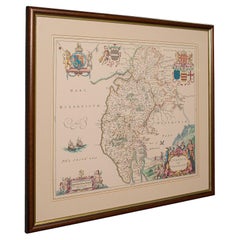 Carte lithographie ancienne, Cumbria, anglaise, cartographie encadrée, géorgienne