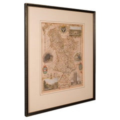 Antique Lithography Map, Derbyshire, English, Framed Cartography, Victorian
