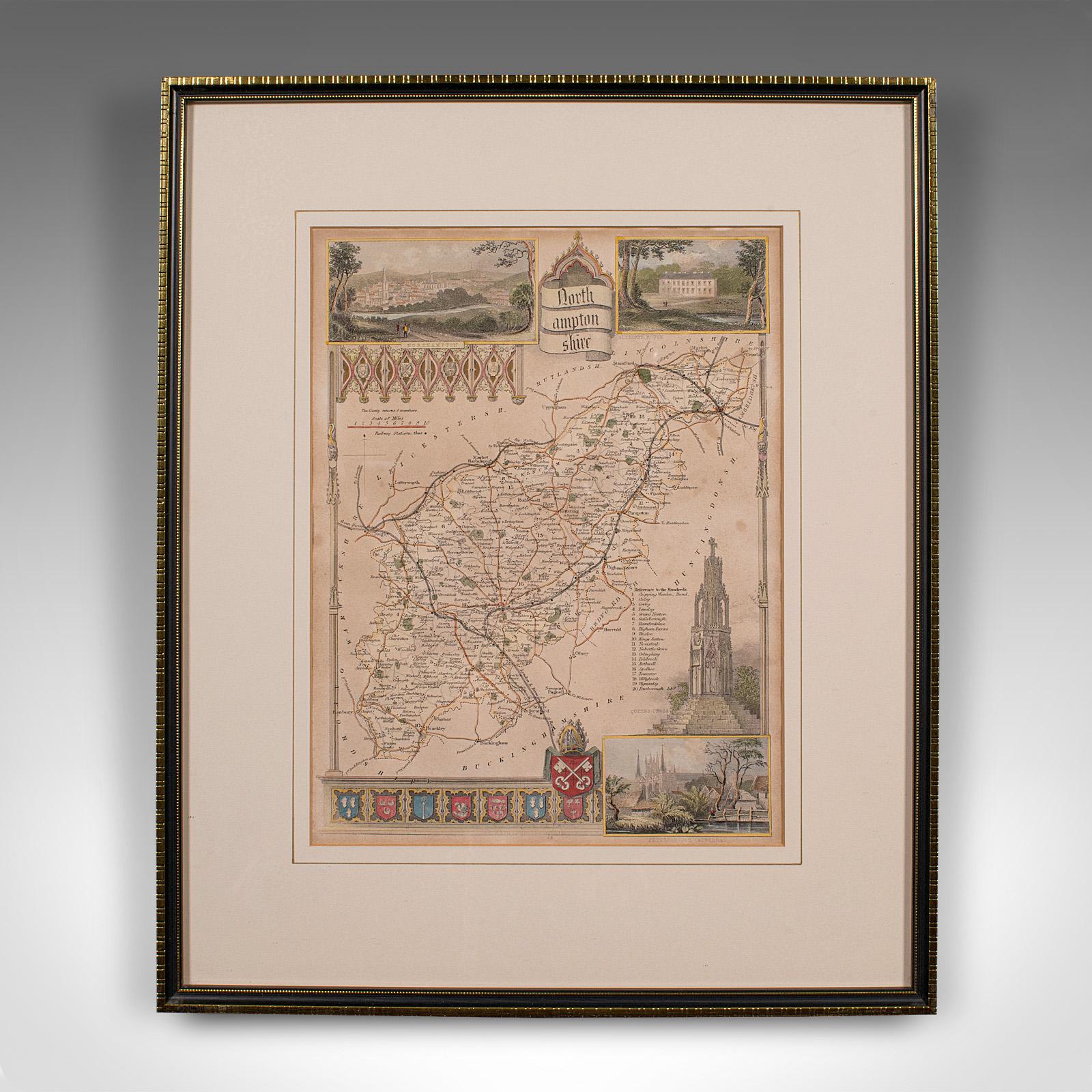 This is an antique lithography map of Hertfordshire. An English, framed atlas engraving of cartographic interest, dating to the mid 19th century and later.

Superb lithography of Hertfordshire and its county detail, perfect for display
Displaying a
