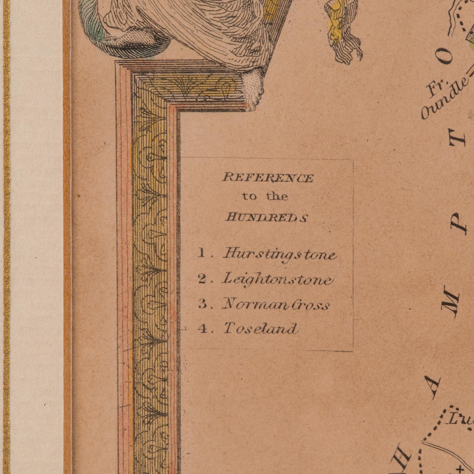 Antique Lithography Map, Huntingdonshire, English, Framed Cartography, Victorian For Sale 2