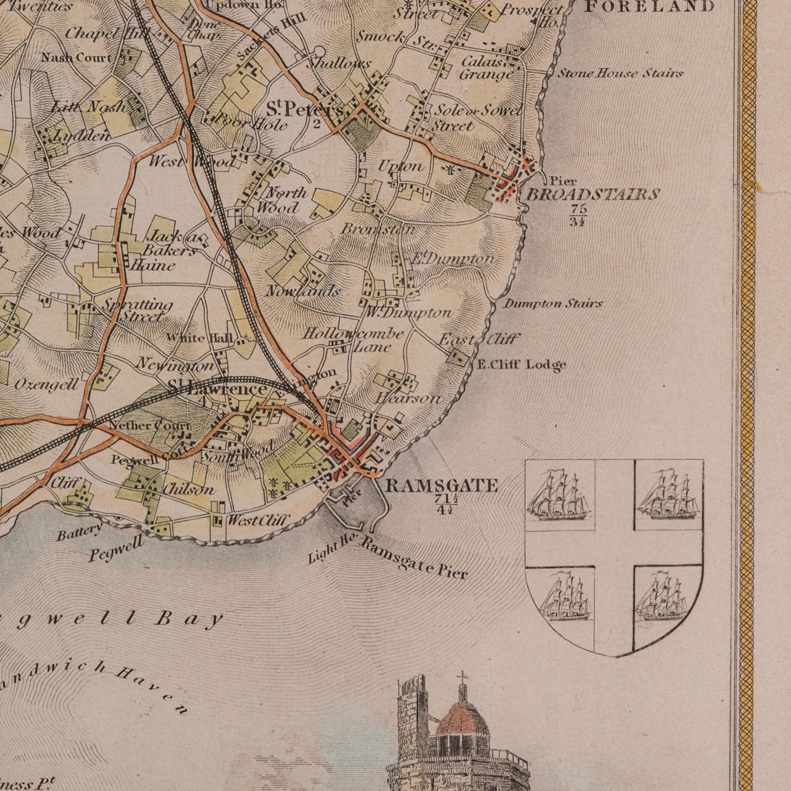 Antike Lithografiekarte, Isle of Thanet, Kent, englisch, Cartografie, viktorianisch im Angebot 3