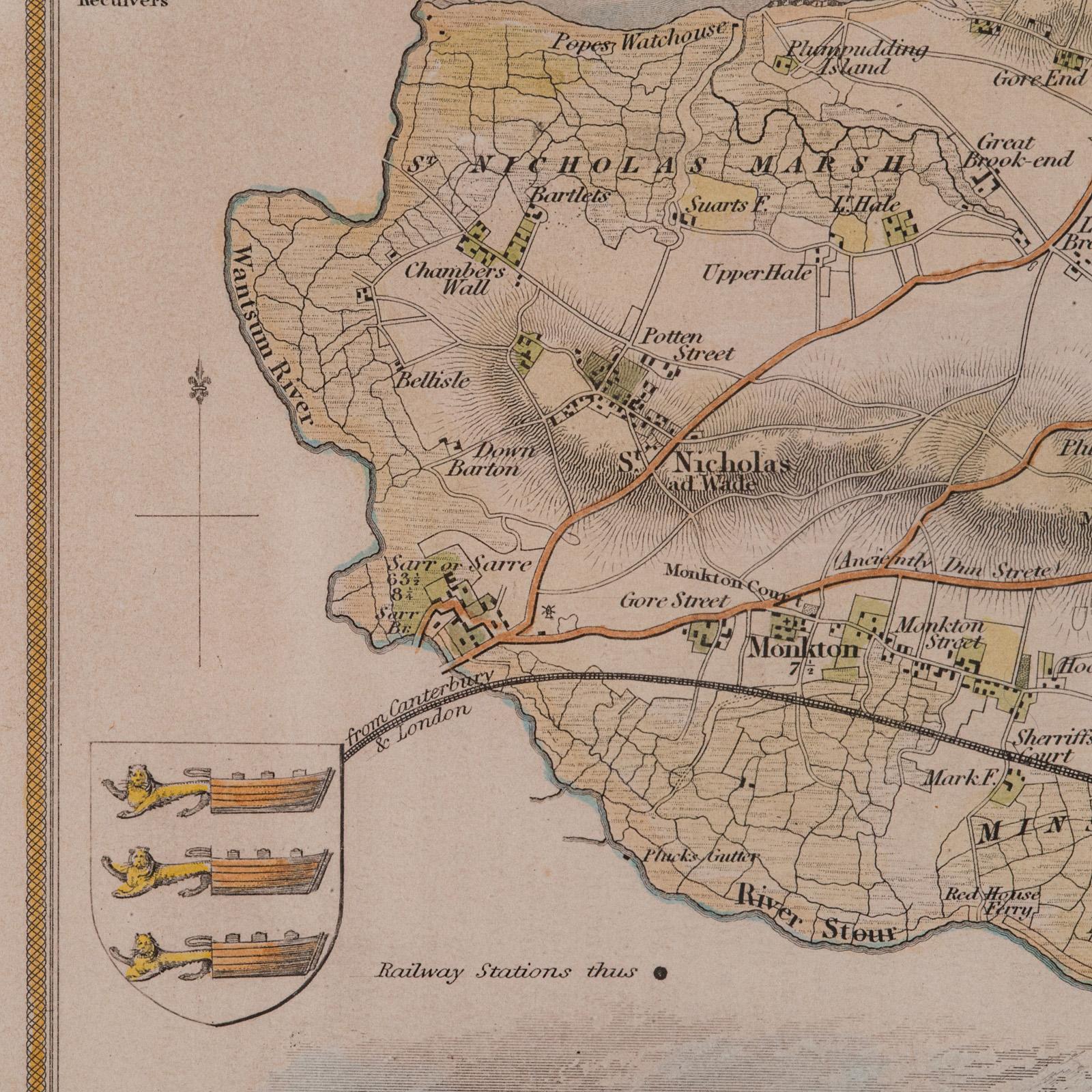 Antike Lithografiekarte, Isle of Thanet, Kent, englisch, Cartografie, viktorianisch im Angebot 4
