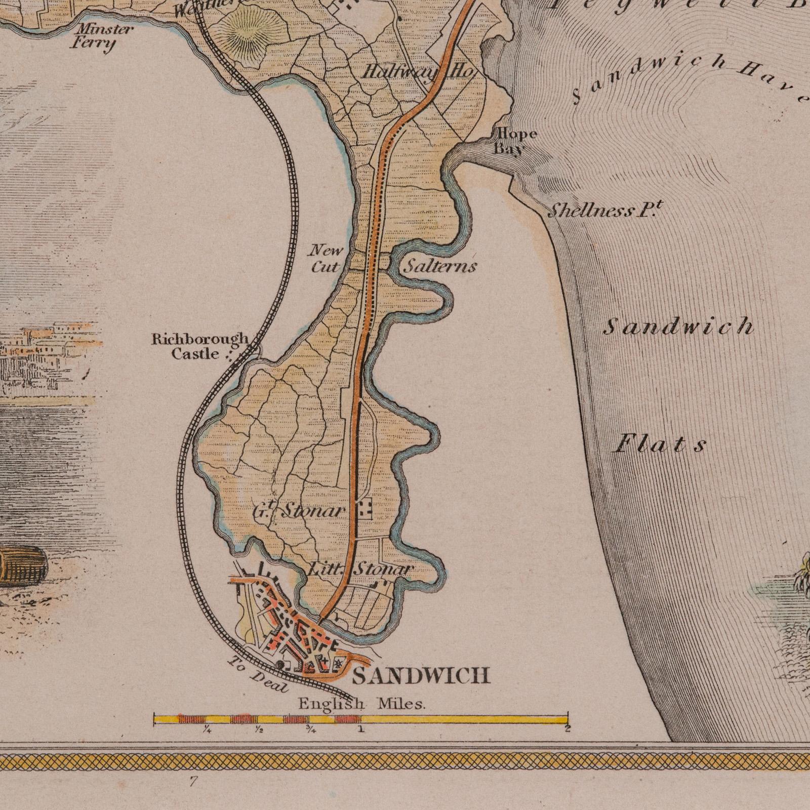 Antike Lithografiekarte, Isle of Thanet, Kent, englisch, Cartografie, viktorianisch im Angebot 5