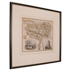 Carte lithographie ancienne, île de Thanet, Kent, anglaise, cartographie victorienne