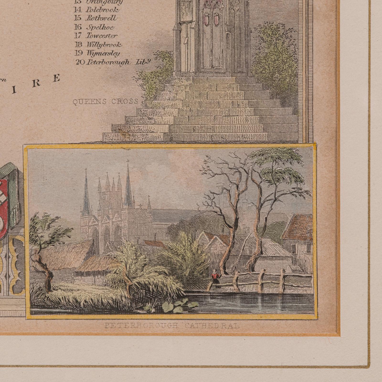 Antique Lithography Map, Northamptonshire, English, Framed Cartography, C.1860 For Sale 3